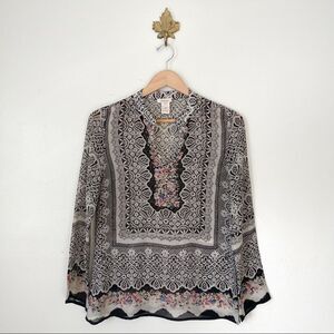 Anthropologie Sundance Printed Pullover Tunic 100% Silk Blouse Small